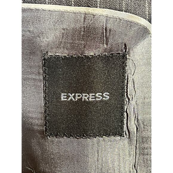 Express 40R Mens Charcoal Gray Pinstripe Super 100s Blazer Sport Suit Jacket - Picture 12 of 14